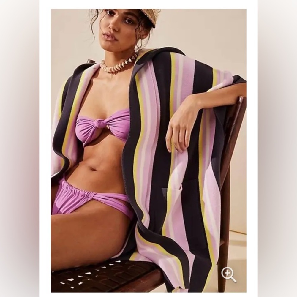 Women’s All I Need Stripe Hooded Poncho By -
Charcoal Combo. One Size